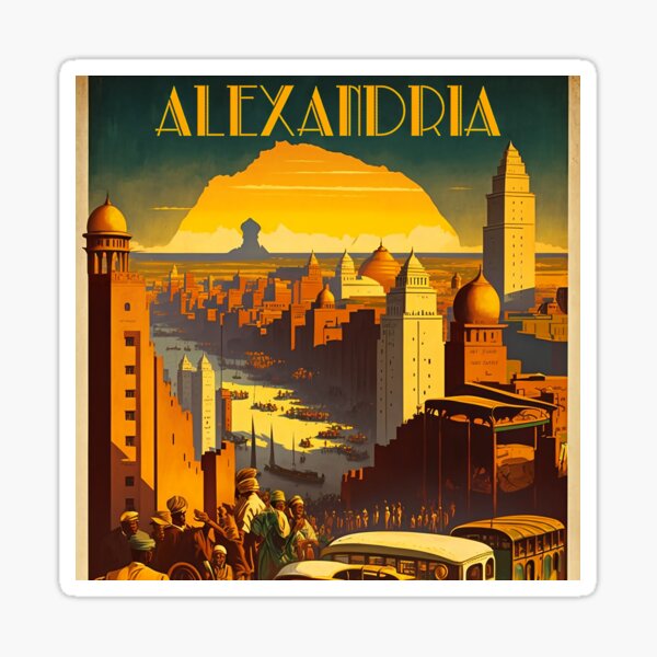Arte de viaje vintage de Alejandría Egipto Póster Pegatina