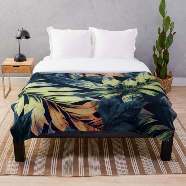 Item preview, "Frances" - Watercolor Leaf Leafs Abstract Painting Pattern in Green, Black, Brown, White Yellow, Blue, Cream, Light designed and sold by HiArtify ❤️.