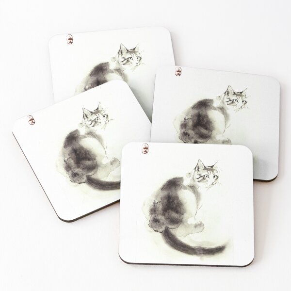 Item preview, Watercolor Cat illustration in Zen style designed and sold by ArtProvocation.