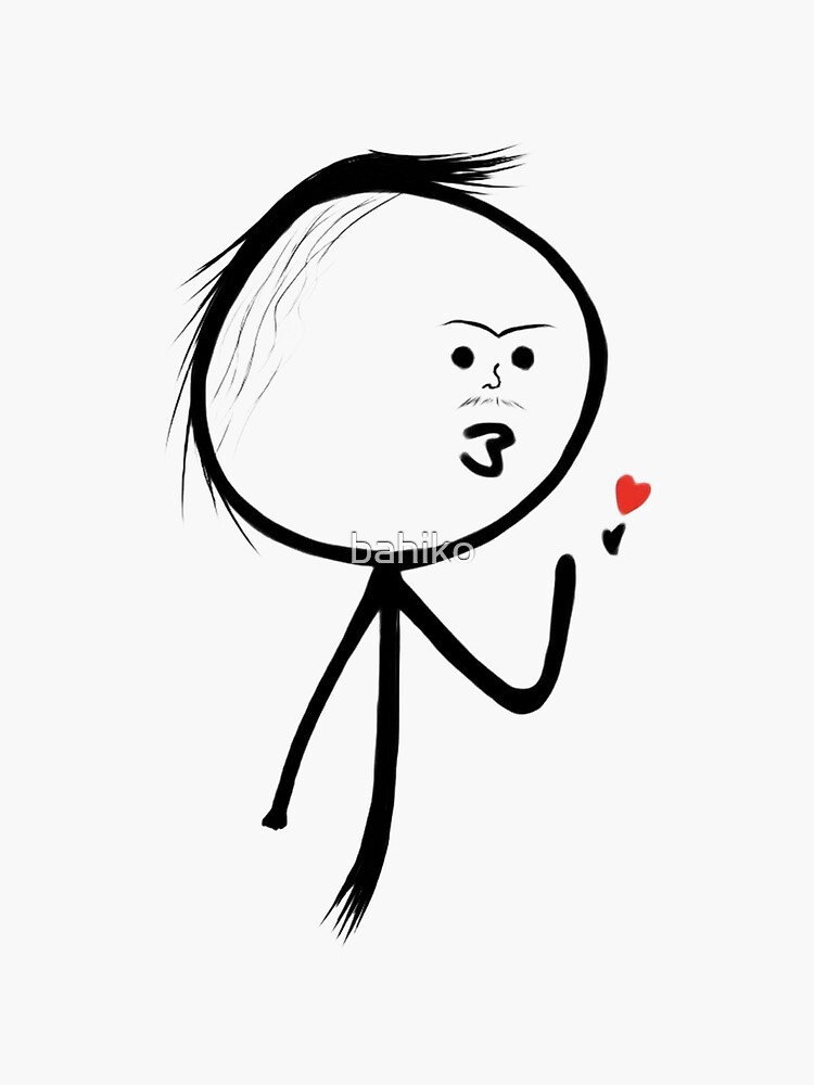 Loving Stickman With Hearts Sticker Meme Sticker Funny 