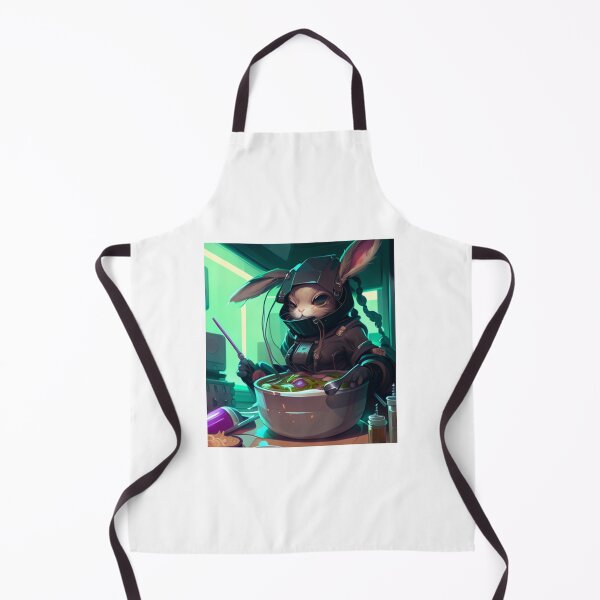 Item preview, Cyberpunk rabbit in hoodie jacket eating noodle soup designed and sold by ARTeez⭐️⭐️⭐️⭐️⭐️.