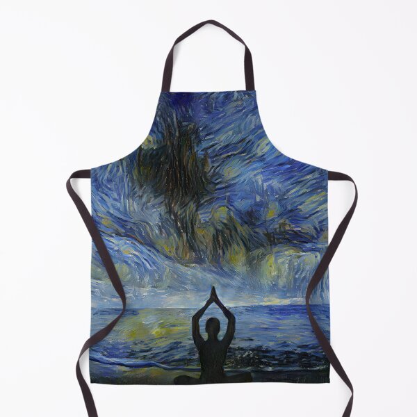 Item preview, Yoga in sunrise in front of the ocean in Van Gogh starry night style designed and sold by M-Infinite.