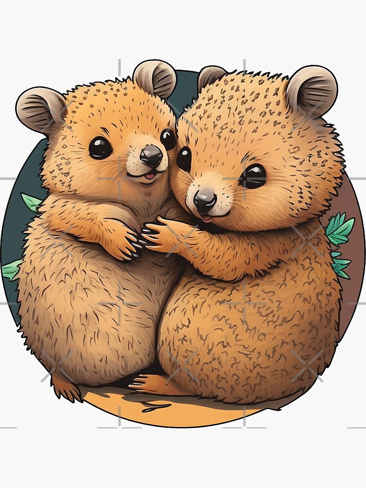 "Cute Quokkas Hugging Significant Quokkas" Sticker for Sale by