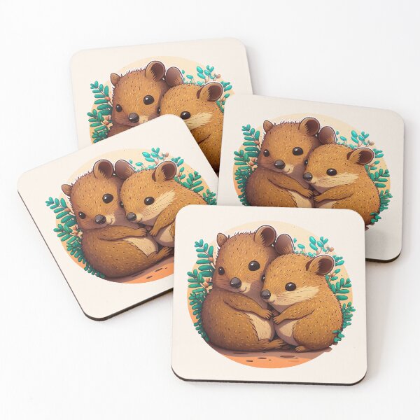 Item preview, Cute Quokkas Hugging - Chibi Kawaii designed and sold by stickertopic.