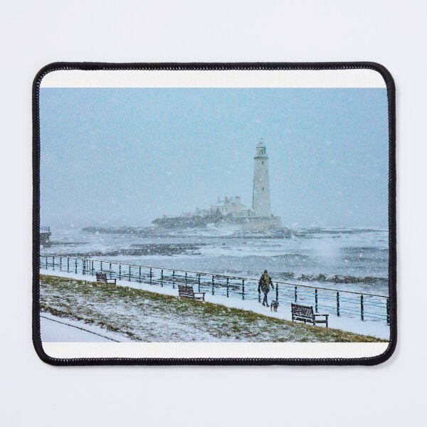 Item preview, whitley bay lighthouse winter postcard designed and sold by tynesidephotos.
