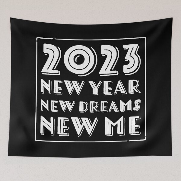 Item preview, 2023 New Year New Dreams New Me White Text Typography Design designed and sold by SleepingInCo.