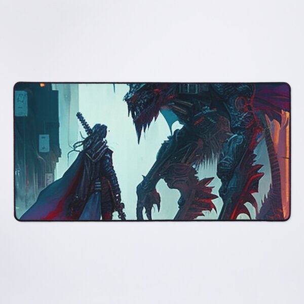 Item preview, The Resolute Cyberpunk Dragonslayer: A Fantasy Digital Art Showdown designed and sold by Zovermind.