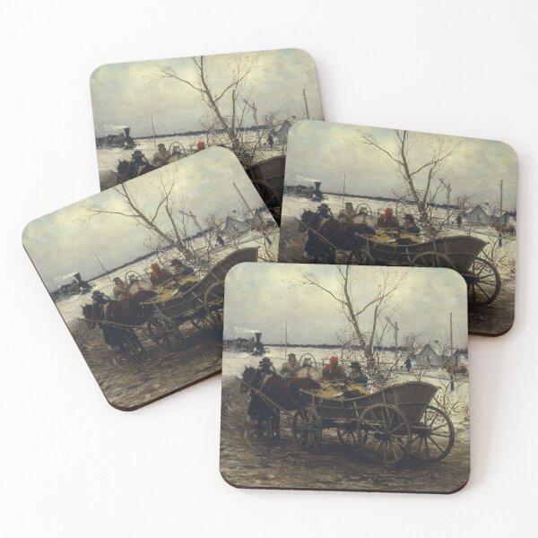 Item preview, Winter scenery - Waiting for train by Alfred Wierusz-Kowalski designed and sold by AR-shop.
