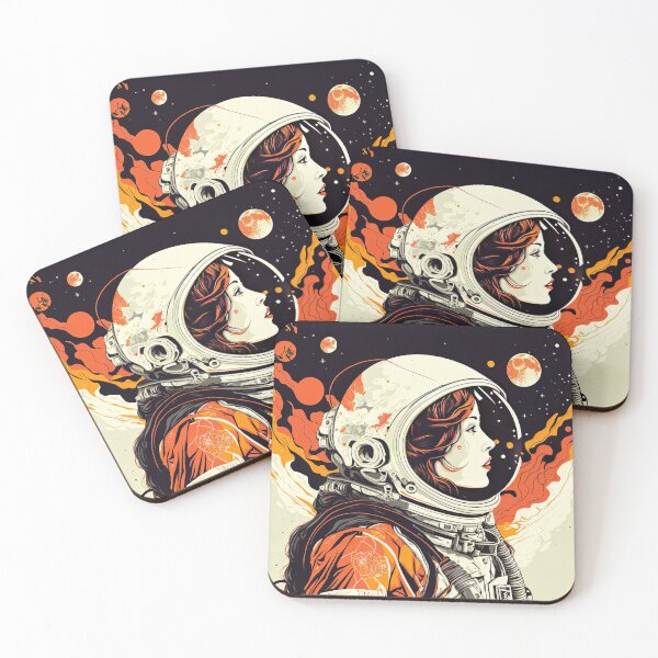 Item preview, Astronaut Women Pop Art Space Nasa Retro Rainbow designed and sold by HRMNY25.