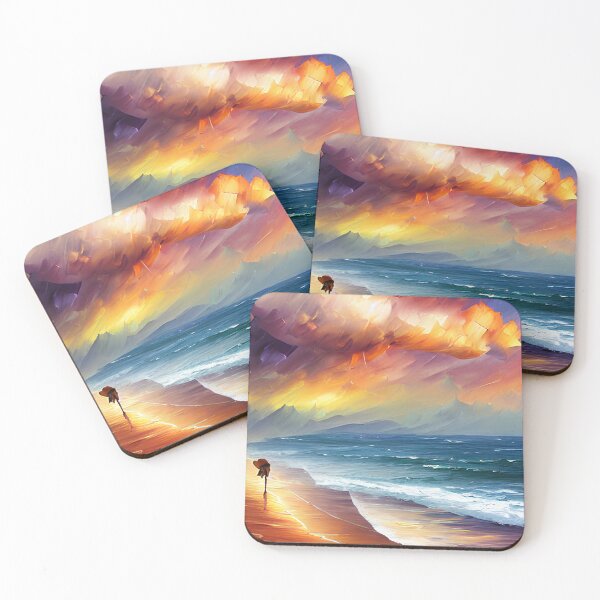 Item preview, Vibrant Oleo Beach Scene with Red, Blue, and Yellow designed and sold by AmazinfArt.