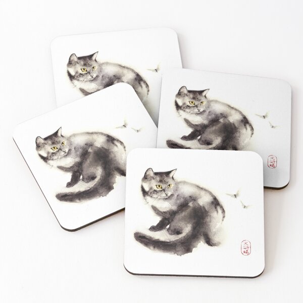 Item preview, Watercolor Cat Design in Zen style designed and sold by ArtProvocation.