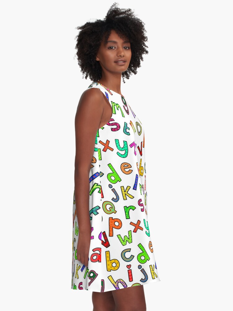 Alphabet Lettering Doodle Font | A-Line Dress