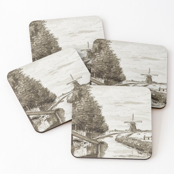 Item preview, Jean Bernard - Landscape With a Canal and Two Windmills designed and sold by tomorrowsart.