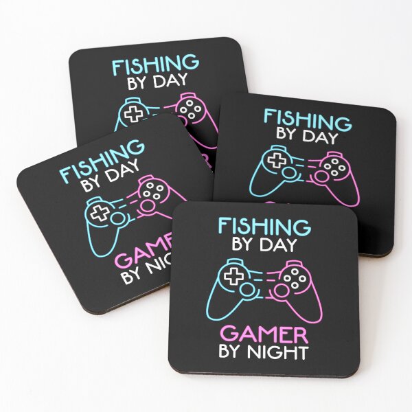 Item preview, Fishing By Day Gamer By Night - Neon Retro Video Gaming Controller designed and sold by w1ckerman.