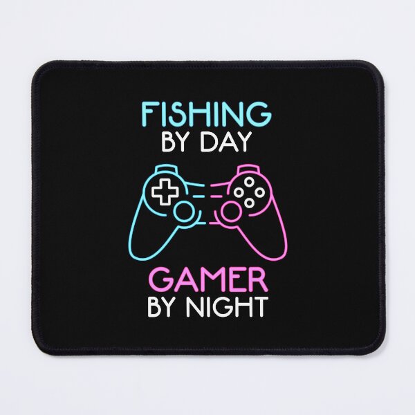 Item preview, Fishing By Day Gamer By Night - Neon Retro Video Gaming Controller designed and sold by w1ckerman.