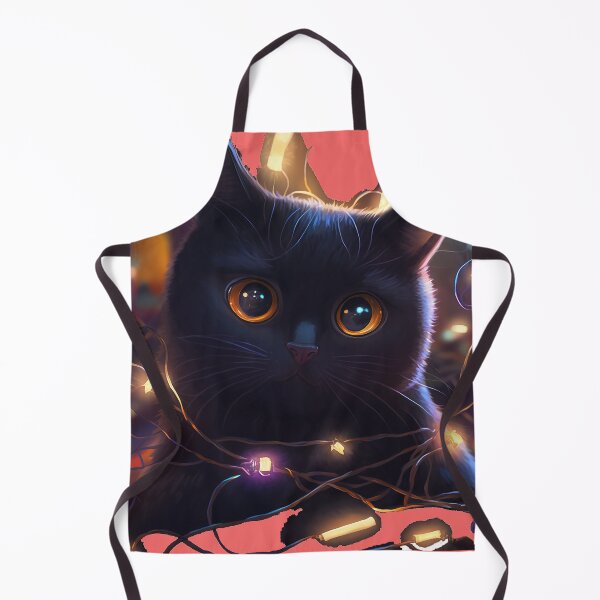 Item preview, Black Santa Cat Tangled in Lights designed and sold by The-Fox-Hole.