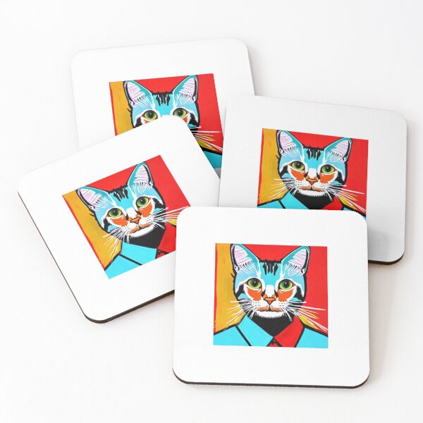 Item preview, Colourful Pop Art Cat Portrait | Original artwork in the style of Andy Wahrol's iconic "Marilyn's Diptych" screenpainting artwork  designed and sold by ArtworkbyEmmy.