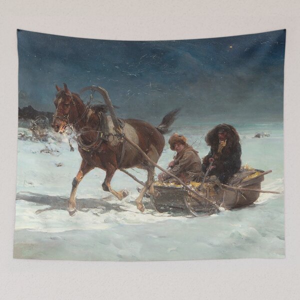 Item preview, Winter scenery - Sanna by night by Alfred Wierusz-Kowalski designed and sold by AR-shop.