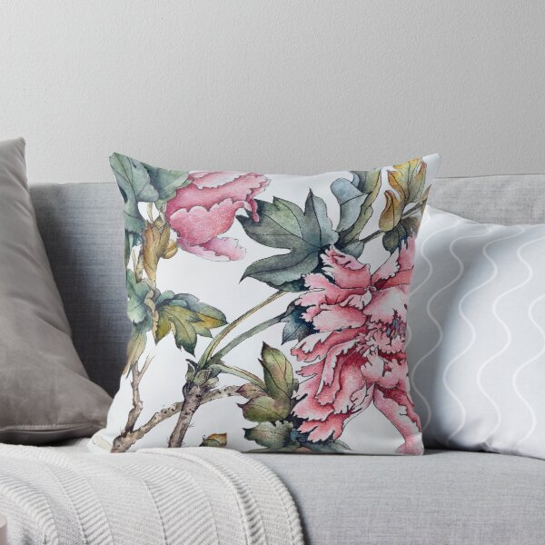 Item preview, Peonies Painting - Flowers and Kanji Art - Japanese Watercolor Artwork - Floral Art Printable - Flowers Artwork Print - Pivoines Aquarelle - Fleurs Dessin - Pivoines - Peinture Aquarelle designed and sold by ArtProvocation.