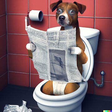 Dog Toilet Roll Holder With Dog Sitting on Toilet 