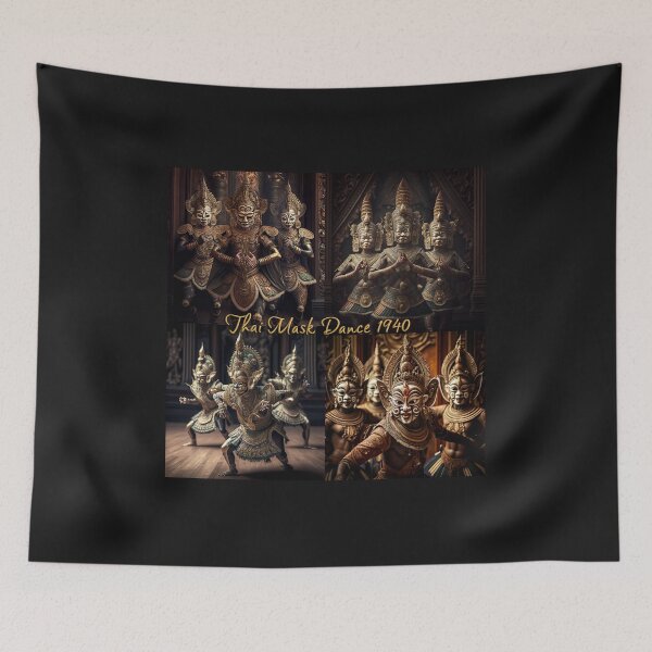 Item preview, Thai Mask Dance from the 1940's designed and sold by 3 CITIES.