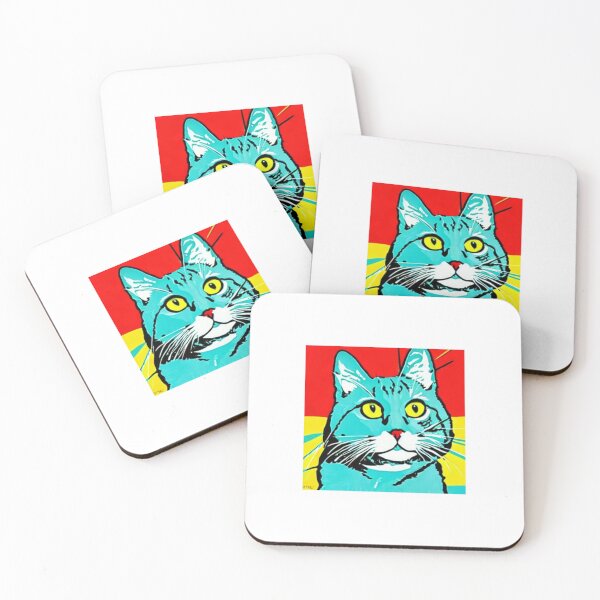 Item preview, Colourful Pop Art Cat Portrait | Original artwork in the style of Andy Wahrol's iconic "Marilyn's Diptych" screenpainting artwork  designed and sold by ArtworkbyEmmy.