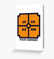 Four Corners - Blue and Orange Greeting Card