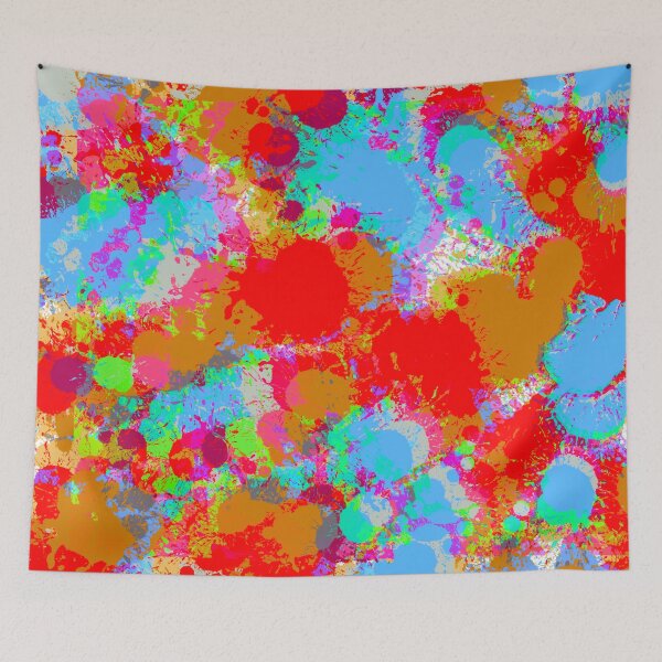 Item preview, Multicolor and Bright Red and Blue, Orange and Neon Green, Splashes of Paint Pattern Design designed and sold by theprintedclub.