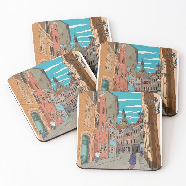 Item preview, Downtown Riga Latvia Whimsical Retro Inspired Illustration designed and sold by Wall-Art-Sketch.