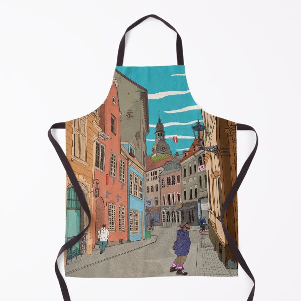 Item preview, Downtown Riga Latvia Whimsical Retro Inspired Illustration designed and sold by Wall-Art-Sketch.