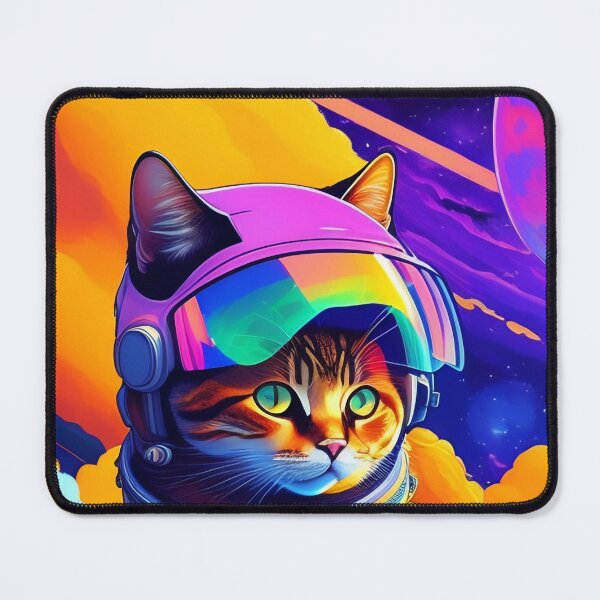 Item preview, Cool cat astronaut illustration in the space, colorful vibrant kitty digital art 3 designed and sold by vishalraifx.