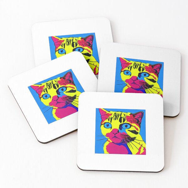 Item preview, Colourful Pop Art Cat Portrait | Original artwork in the style of Andy Wahrol's iconic "Marilyn's Diptych" screenpainting artwork  designed and sold by ArtworkbyEmmy.