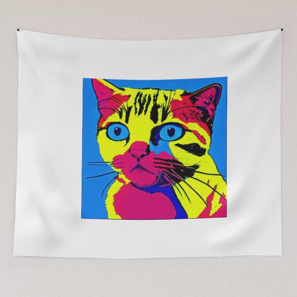Item preview, Colourful Pop Art Cat Portrait | Original artwork in the style of Andy Wahrol's iconic "Marilyn's Diptych" screenpainting artwork  designed and sold by ArtworkbyEmmy.