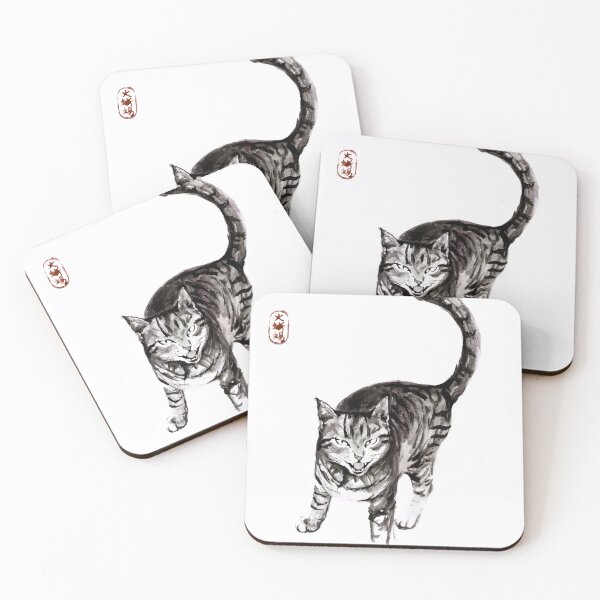 Item preview, Watercolor Cat Painting - Japanese Design designed and sold by ArtProvocation.