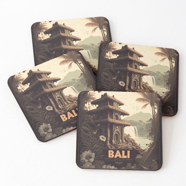Item preview, Original art Vintage style Bali Travel Poster Print designed and sold by Charlies-Artbox.