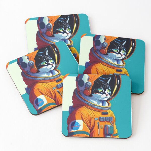 Item preview, Cool cat astronaut illustration in the space, colorful vibrant kitty digital art 5 designed and sold by vishalraifx.