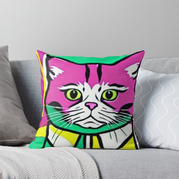 Item preview, Colourful Pop Art Cat Portrait | Original artwork in the style of Andy Wahrol's iconic "Marilyn's Diptych" screenpainting artwork  designed and sold by ArtworkbyEmmy.