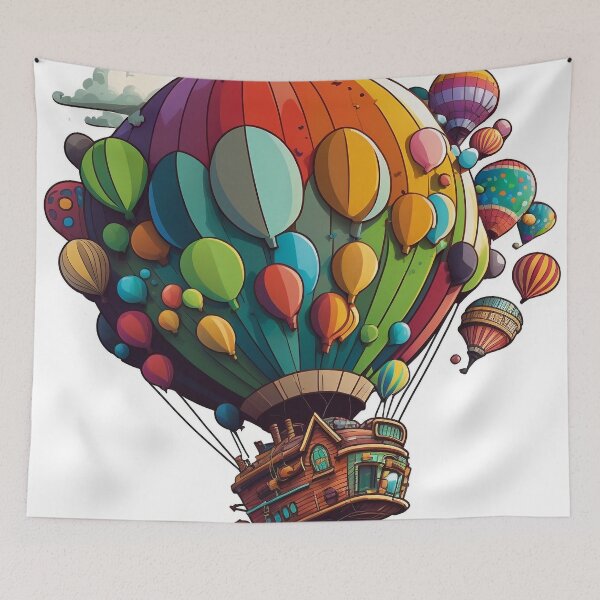 Artikelvorschau, Ballonreise 2 | Bunte Cartoon-Reise entworfen und verkauft von Sunchaser World.