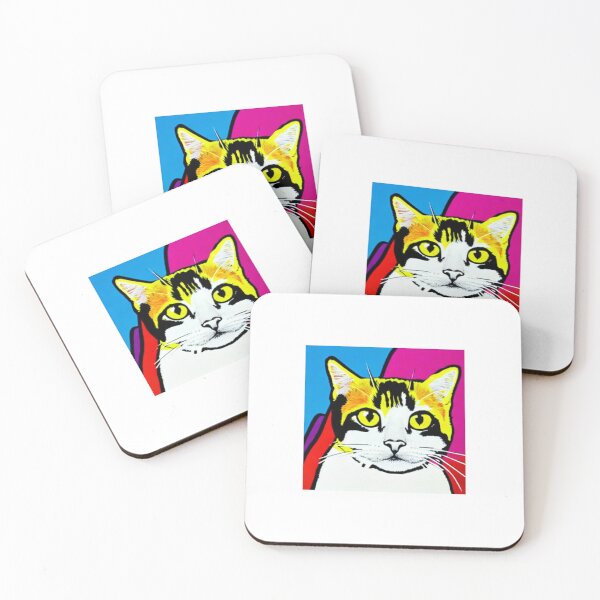 Item preview, Colourful Pop Art Cat Portrait | Original artwork in the style of Andy Wahrol's iconic "Marilyn's Diptych" screenpainting artwork  designed and sold by ArtworkbyEmmy.