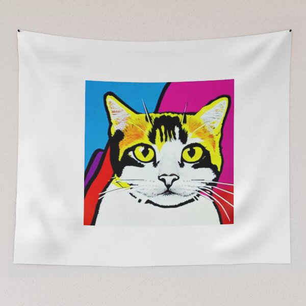 Item preview, Colourful Pop Art Cat Portrait | Original artwork in the style of Andy Wahrol's iconic "Marilyn's Diptych" screenpainting artwork  designed and sold by ArtworkbyEmmy.