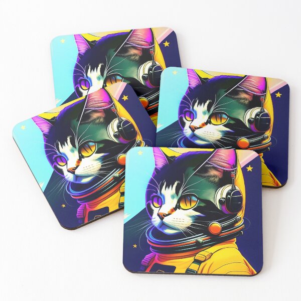 Item preview, Cool cat astronaut illustration in the space, colorful vibrant kitty digital art 10 designed and sold by vishalraifx.