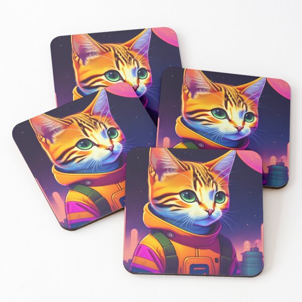 Item preview, Cool cat astronaut illustration in the space, colorful vibrant kitty digital art 11 designed and sold by vishalraifx.