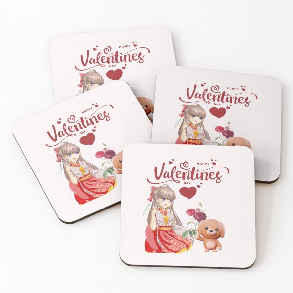 Item preview, Anime Girl Happy Valentines Day with Puppy and Flowers, Colorful designed and sold by Lost-World-Shop.