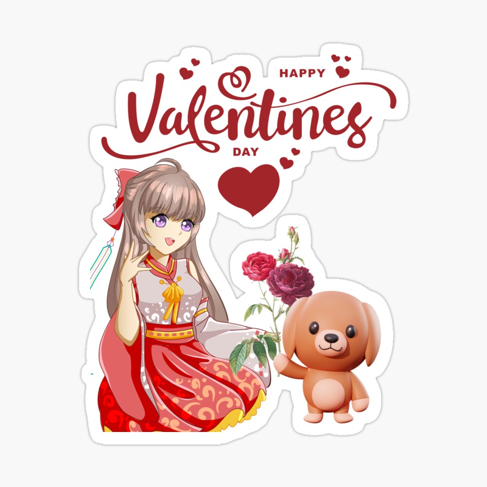 Anime manga girl blows a kiss valentines day card Vector Image