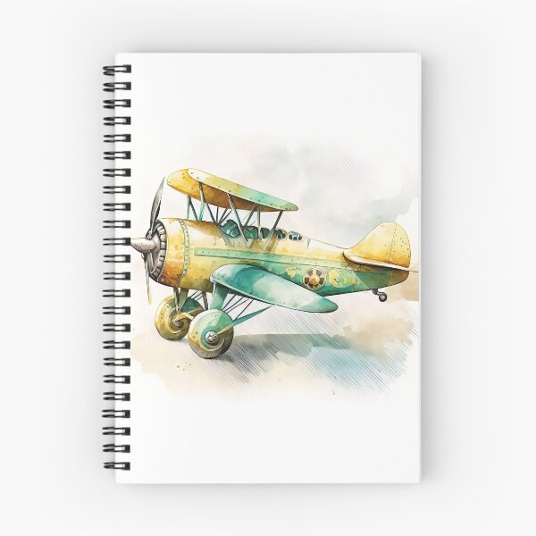 Item preview,  Avión de dibujos animados vintage de acuarela, arte digital de avión antiguo para niños, colores verde y amarillo designed and sold by MoonFoxDesign.