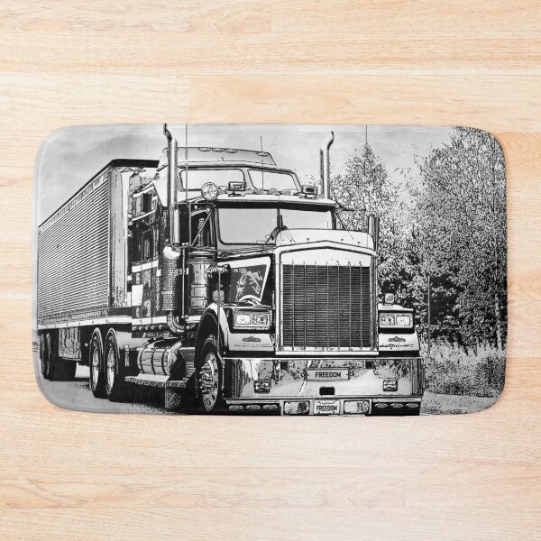 Item preview, Classic American Semi Trailer Truck Trucking Digital Art Monochrome designed and sold by Taina Sohlman.