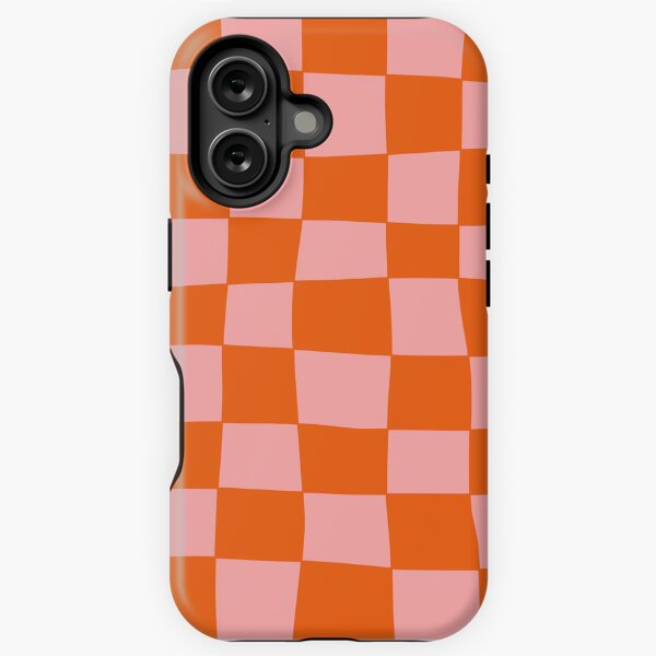 Vista previa del artículo con la obra «Patrón de tablero de ajedrez dibujado a mano (rosa/naranja)», diseñado y vendido por Design Minds Boutique.
