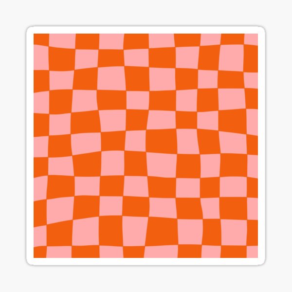 Vista previa del artículo con la obra «Patrón de tablero de ajedrez dibujado a mano (rosa/naranja)», diseñado y vendido por Design Minds Boutique.