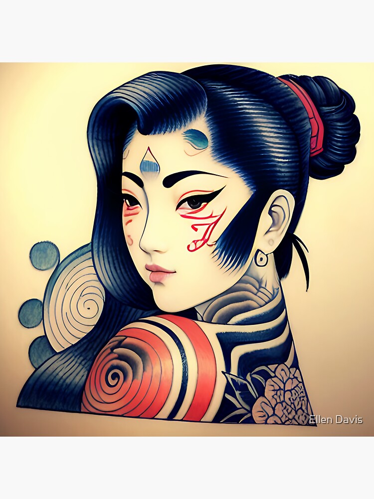 Irezumi Woman Anime Ukiyo E Traditional Japanese Art Influence