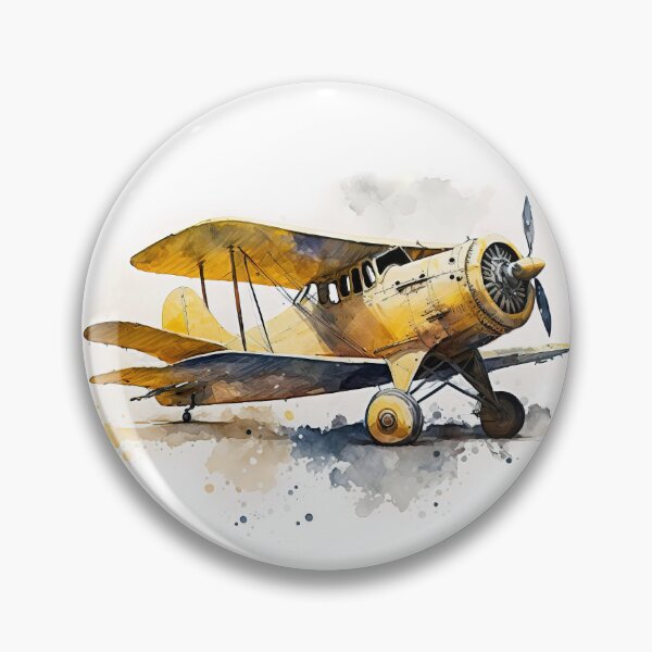 Item preview, Watercolor Vintage Airplane, Old Yellow Plane Digital Art designed and sold by MoonFoxDesign.